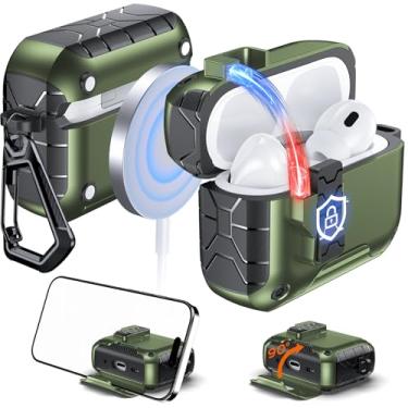 Imagem de Anqrp MagArmor Capa de abertura automática para AirPods Pro 2ª/1ª geração com ímãs embutidos, [abertura automática com um único clique] [compatível com carregamento Mag-Safe], proteção completa de