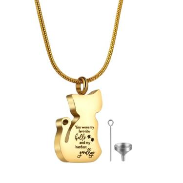 Imagem de OIDEA Colares femininos de urna em forma de gato para cinzas: colar de cinzas de gato de estimação de aço inoxidável memorial lembrança joia de cremação, Small, Aço inoxidável, Sem Pedra Preciosa