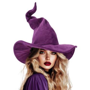 Imagem de Chapéu de feiticeiro Ibeauti para adultos, fantasia de Halloween roxa