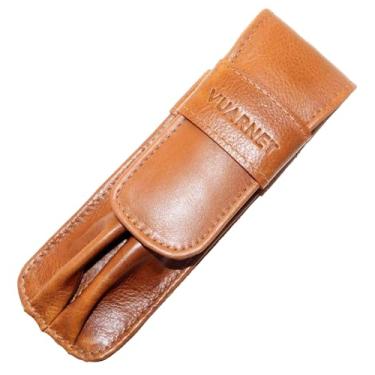 Imagem de Estojo p/Caneta Vuarnet-p/2 Peças Caramelo Couro Legítimo