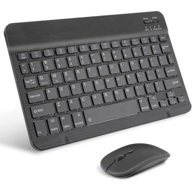 Imagem de Combo Teclado e Mouse Bluetooth Sem Fio Ultrafino e Recarregável VARENZIA – Compatível com Tablets Android, iPhone, iPad, Windows Surface e Outros Dispositivos (Preto)