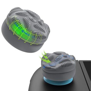 Imagem de PlayVital for Switch 2 Thumbs Cushion Caps Thumb Grips (4-Pack) | Silicone Joystick Grip Cover for Nintendo Switch 2 Joycon, Anti-Slip Raindrop Texture Design - New Hope Gray
