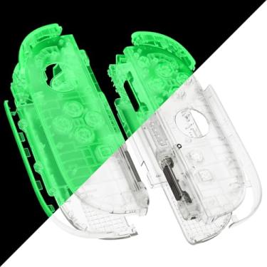Imagem de eXtremeRate DIY Replacement Shell Buttons for Joycon 2, Custom Full Housing Case + Decorative Strips + Middle Bracket + Buttons for Nintendo Switch 2 Controller - Deluxe Version - Glow in Dark - Green