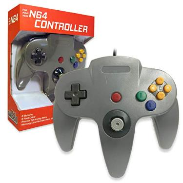 Imagem de Old Skool Joystick clássico com fio compatível com Nintendo 64 N64 Game System – Cinza