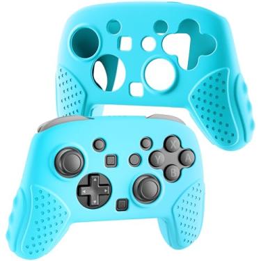 Imagem de FUNDIARY Silicone Case for Nintendo Switch 2 Pro Controller, Shock-Absorption and Anti-Scratch Accessories for Switch 2 Pro with Soft Full Protective Cover and Comfortable Ergonomic Grip Design - Blue