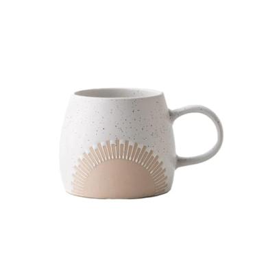 Imagem de hezhuhe2258 Caneca de café para decoração de casa, caneca de cerâmica fosca, esmaltada de gergelim, conjunto de 1, capacidade de 440 ml, café de barriga grande para escritório, homens e mulheres