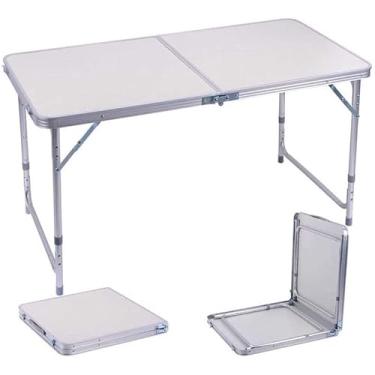Imagem de Mesa Dobrável Portátil Vira Maleta Camping Praia 120x60cm