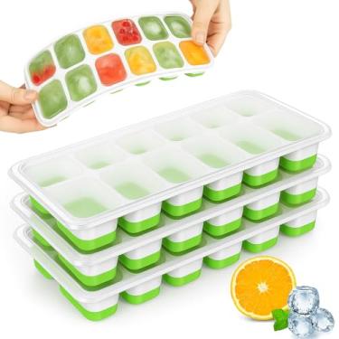 Imagem de Forma de Gelo com Fundo de Silicone, Tampa Protetora, Multicoloridas (VERDE)