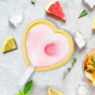 Imagem de Moldes de picolé, moldes reutilizáveis de silicone de fácil liberação para picolé, máquina de sorvete caseira com palitos (amarelo)