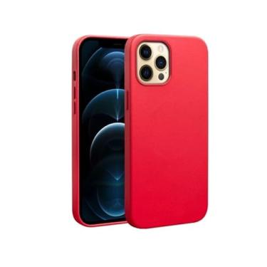 Imagem de Capa de telefone de couro para iphone 12 pro max 13 1 pro 15 plus capa traseira de negócios de carregamento magnético, vermelho, para iphone 14pro