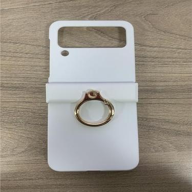 Imagem de Capa ultrafina com suporte de anel de dobradiça para Samsung Galaxy Z Flip 4 5G Flip4 Capa de proteção com tudo incluído, branca, para Samsung Z Flip 4