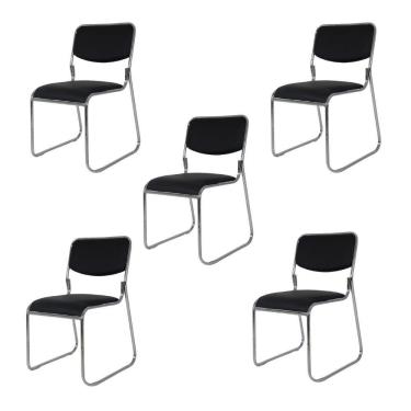 Imagem de Kit 5 Cadeiras Pretas Dakkar Para Cozinha Mesa De Jantar Recepção