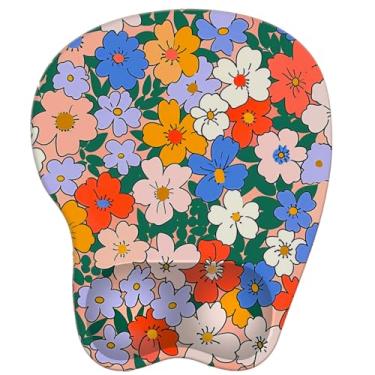 Imagem de Tapete de mouse com suporte de pulso antiderrapante de borracha para descanso de pulso mousepad 23 x 20 cm pequeno desktop notebook tapete de mouse para trabalho e jogos (flor exuberante)