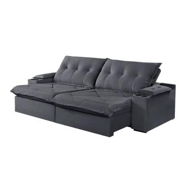 Imagem de Sofá 4 Lugares Retrátil Martins M-163 Com Acessórios Veludo Grafite