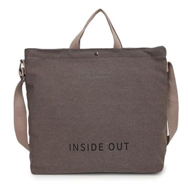 Imagem de Sacola de grande capacidade com fecho de zíper, bolsa de ombro moderna com alça ajustável com estampa do alfabeto, adequada para trabalho, deslocamento, faculdade e transporte de livros, cinza