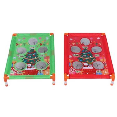 Imagem de Diydeg Jogo de Cornhole de Mesa, Mini Jogo de Cornhole de Mesa para Melhorar a Coordenação Motora, Jogo Portátil para Atividades de Natal em Ambientes Internos e Externos e Viagens (Tabuleiro Duplo)