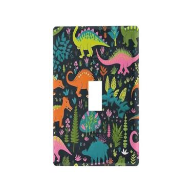 Imagem de Blueangle Capa para placa de parede para interruptor de luz - capa decorativa para interruptor de luz de dinossauros de desenho animado colorido placa de parede, tamanho 1 - gangue 4,53 x 2,76