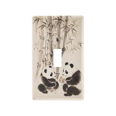 Imagem de Blueangle Capa de placa de parede para interruptor de luz - Tampa decorativa para interruptor de luz de bambu panda chinês, placa de parede, tamanho 1 gangue 4,53 x 2,76 polegadas (229)