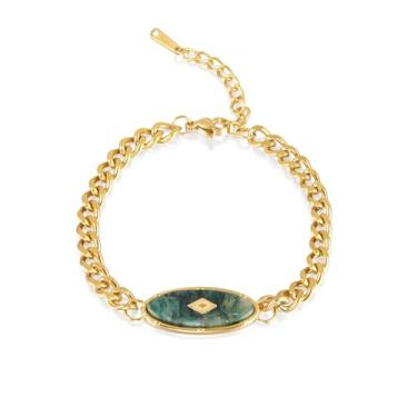 Imagem de FLORA PULSEIRA FOLHEADO A OURO 18K MADRE PEROLA VERDE