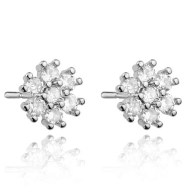 Imagem de FLORA BRINCO FLOR FOLHEADO A OURO 18K ZIRCÔNIA CRAVEJADA (PLATINA, GRANDE)