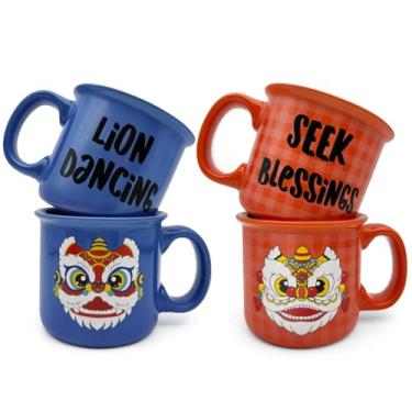 Imagem de COLOR MAGIC Canecas de café empilháveis de 400 ml, canecas de café de cerâmica