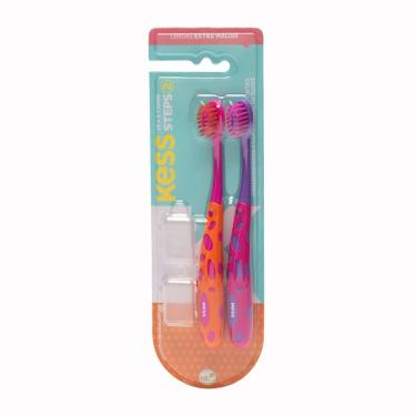 Imagem de Escova Dental Infantil Kess Steps 2 Cores com 2 Unidades