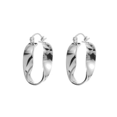 Imagem de Kokoma Brincos de argola torcida para mulheres, minimalistas, irregulares, grossos, leves, brincos de orelha da moda, Small, Cobre, Sem pedra preciosa