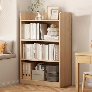 Imagem de Estante de madeira, armário de armazenamento independente, estante de livros, pequena estante de canto estreito, estante moderna, prateleiras de livros abertas independentes, para sala de estar