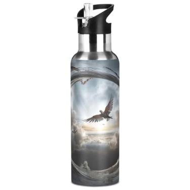 Imagem de Burbuja Garrafa de água de aço inoxidável Heaven Cloud Bird, garrafas de água isoladas a vácuo com tampa de canudo para esportes, academia, escola - à prova de vazamento e suor, sem BPA, 946 ml