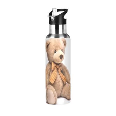 Imagem de Burbuja Garrafa de água de aço inoxidável Cute Bear, garrafas de água isoladas a vácuo com tampa de canudo para esportes, academia, escola - à prova de vazamento e suor, sem BPA, 590 ml