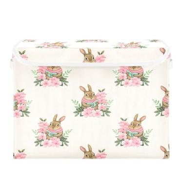 Imagem de SEHANY Cestas de armazenamento fofas de coelho de desenho animado com tampas, organizador de caixas de armazenamento de tecido para armário de roupas, cobertor de escritório, berçário, 42 x 32 x 30 cm