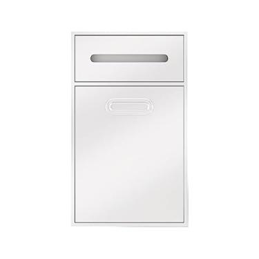 Imagem de Prateleira de parede de nicho de chuveiro de aço inoxidável - Organizador de banheiro embutido com lata de lixo, armazenamento de camada dupla para casa e hotel, branco 50 x 30 x 14 cm