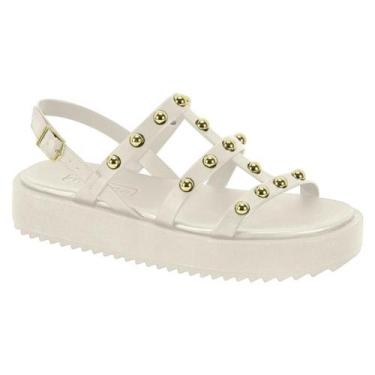 Imagem de Sandália Feminina Moleca Flatform Spikes Original 5489119, Branco off,