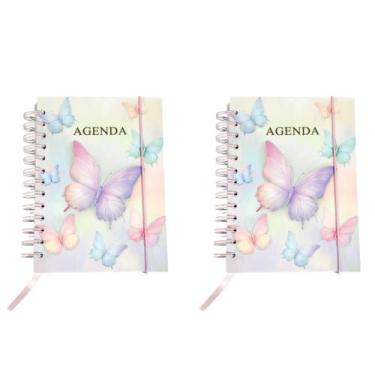 Imagem de Kit 2 Agenda A5 Permanente Espiral Capa Floral e Borboleta - SANXIA, B