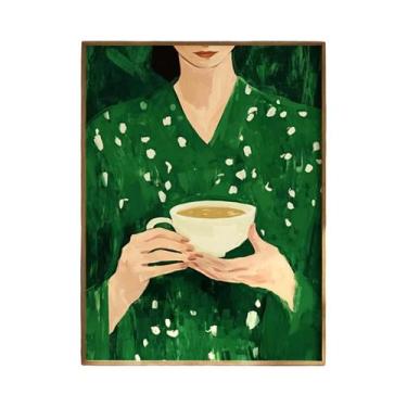 Imagem de Impressão Em Tela Minimalista De Flor Abstrata Verde Para Decoração Mo