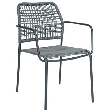 Imagem de Cadeira em Aço Carbono e Corda Náutica para Área Externa Copacabana Preto