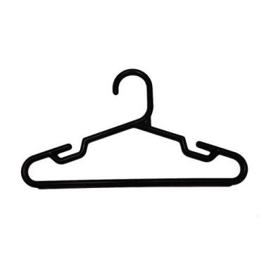 Imagem de Kit Cabide Plástico Juvenil Cavado Preto - MMF