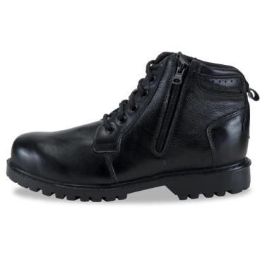 Imagem de Coturno Bota Masculina Couro Cadarço e Ziper Calce Facil Com Puxador Traseiro Palmilha EVA Macia-Masculino