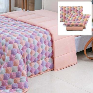 Imagem de Coordenado Edredom e Lençol Queen Sonho Bom em Malha 5 Peças - Salmão 