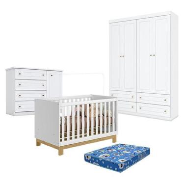 Imagem de Quarto de Bebê Americano 4 Portas com Berço Americano Mini Cama Q Enca