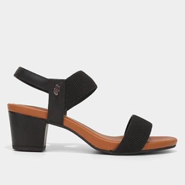 Imagem de Sandália Couro Usaflex Salto Grosso Tiras Elásticas Feminina-Feminino