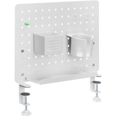 Imagem de Painel Organizador Grid Space Office com Pegboard e Kit de Acessórios Branco Fortrek