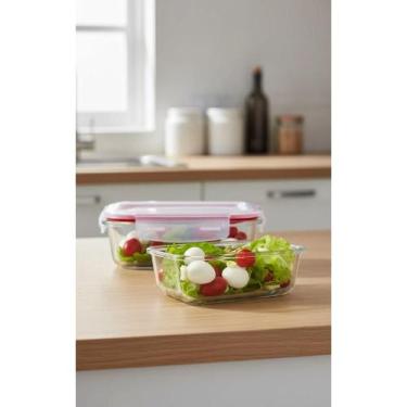 Imagem de Conjunto 2 Potes Vidro Hermético 640ml Vermelho - Congratulations Stor