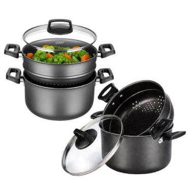 Imagem de Panela A Vapor Cozivapor Cuscuzeira Antiaderente 3,2 L Mta, Grafite