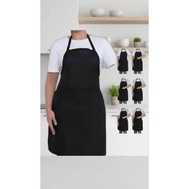 Imagem de Kit 5 Aventais Cozinha Liso Unissex C/ Bolso Preto - Congratulations S