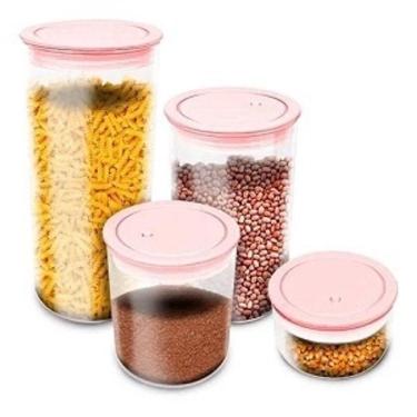Imagem de Kit 04 Potes Porta Mantimentos Hermetico Resistente Freezer Lava Louça - cor Tiffany