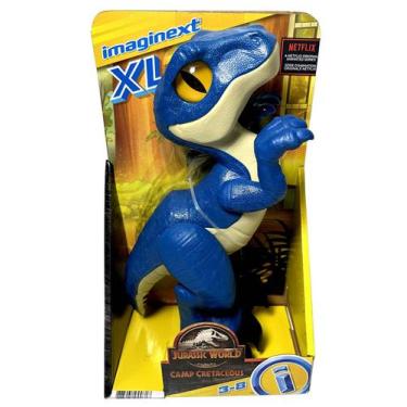 Imagem de Brinquedo Boneco Articulado Imaginext Dinossauro Raptor - Azul - Juras
