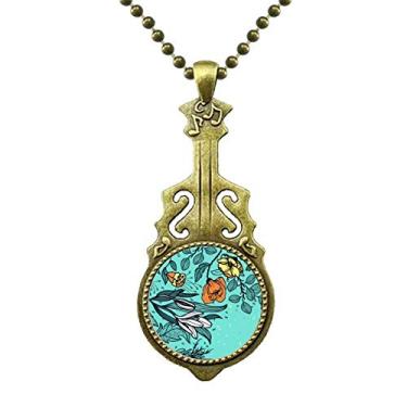 Imagem de DIYthinker Colar de arte moderna com desenho de camélia de lírio antigo com pingente de música