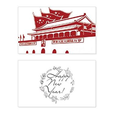 Imagem de Bandeira Tiananmen Emblema Chinês Vermelho Ano Novo Festival Cartão Bless Mensagem Presente