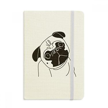 Imagem de Caderno com estampa de ilustração de cachorro de desenho preto, capa dura em tecido, diário clássico